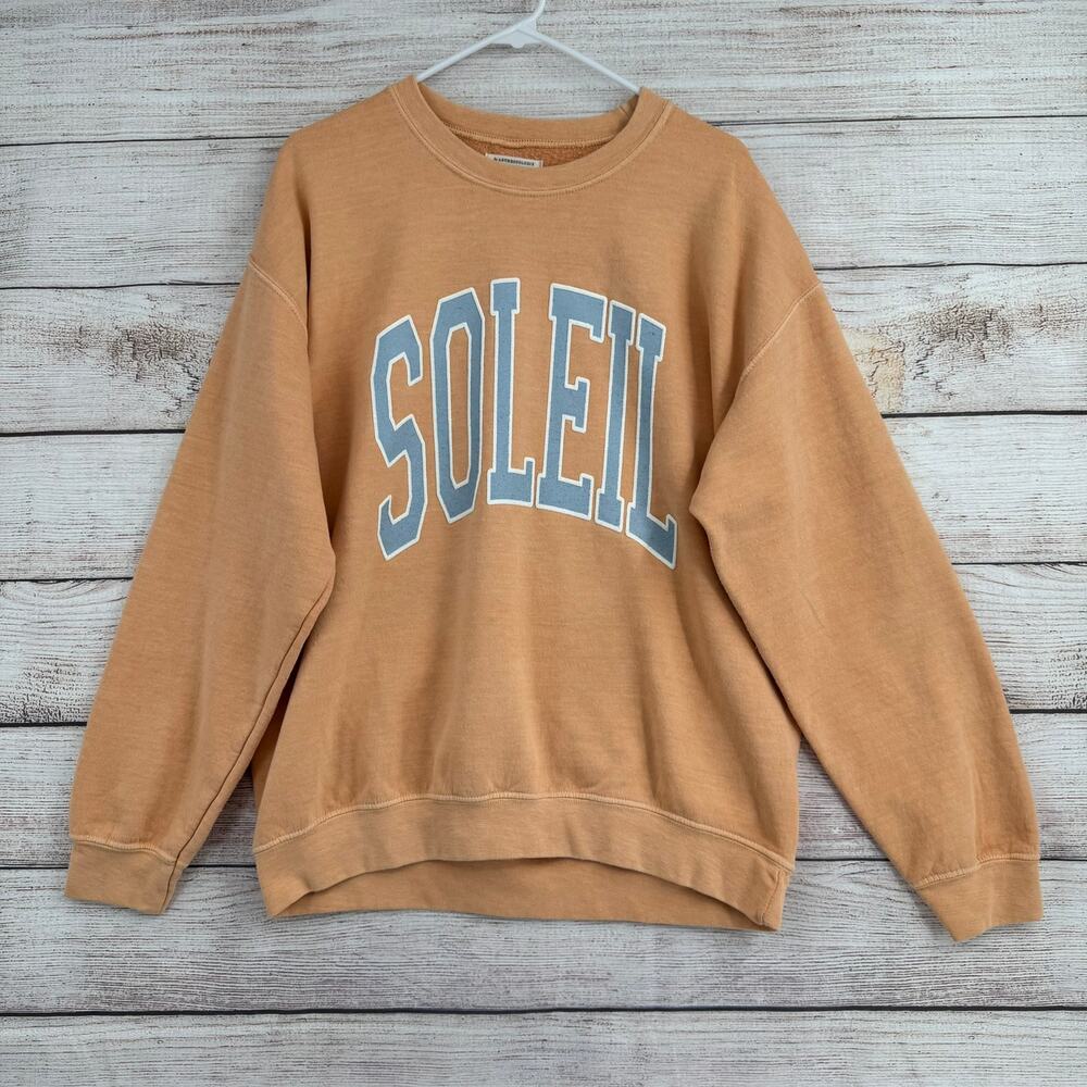 Anthropologie Soleil Crewneck Sweatshirt Womens Small Peach Blue‎
